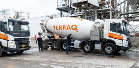 Betonmixer van Terraq die op HVO100 rijdt